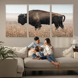 69909079-MGV-CV-36X24-Bison Wall Art – Majestic Buffalo Canvas Print in Prairie Grasslands, Rustic Western Animal Painting, Farmhouse Ranch Decor for