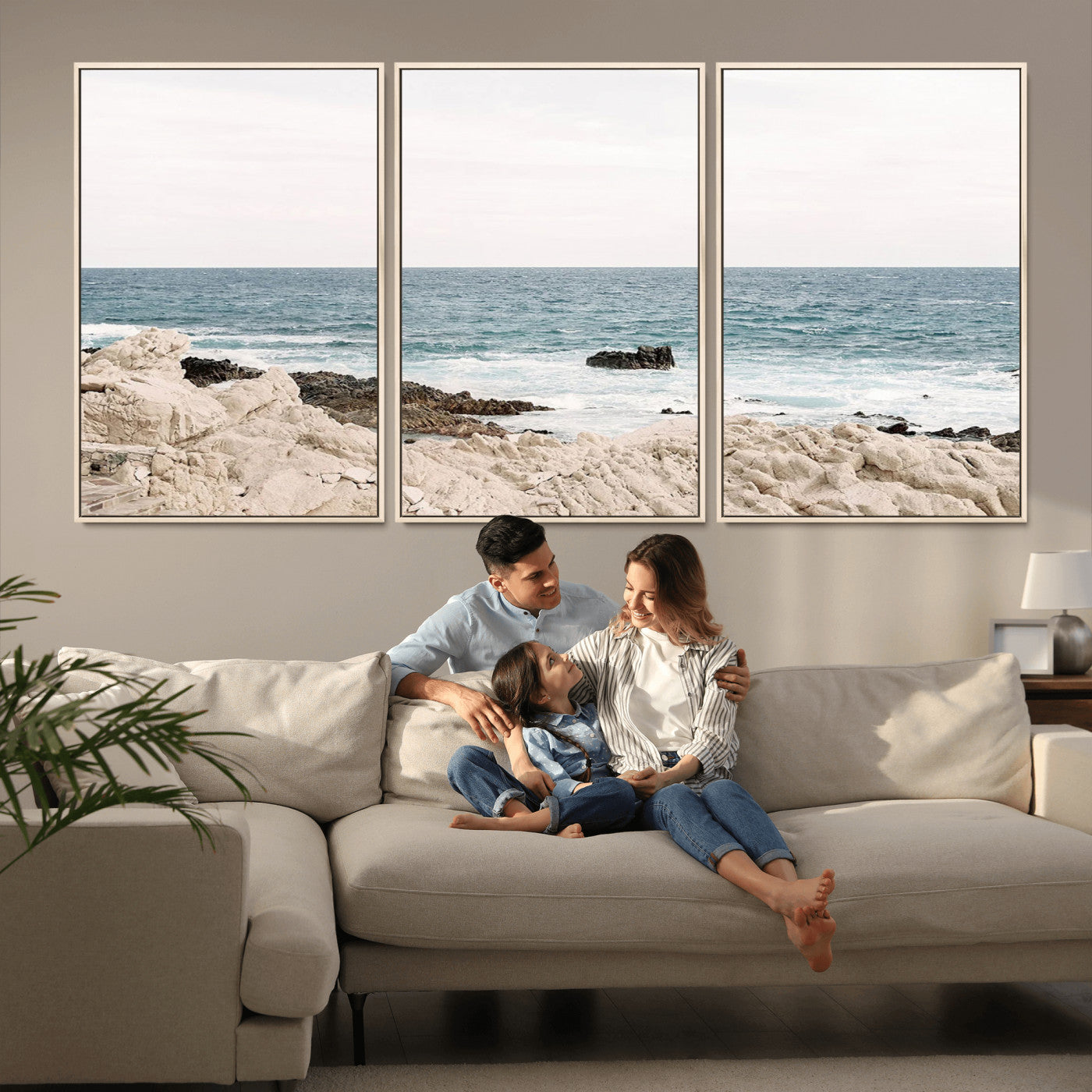 25481980-MGV-CV-36X24-Ocean Coastal Wall Art – Rocky Shoreline and Waves Canvas Print, Serene Beach Landscape Decor for Living Room, Bedroom, or Office