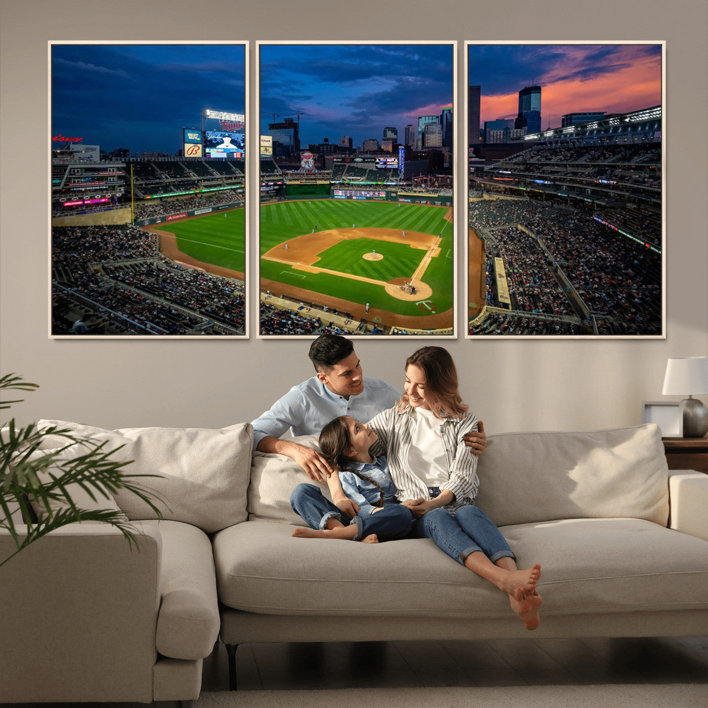 68222753-MGV-CV-36X24-Baseball Stadium Wall Art – Panoramic Night Game Canvas Print, Sports Decor for Man Cave, Office, Bar, or Living Room