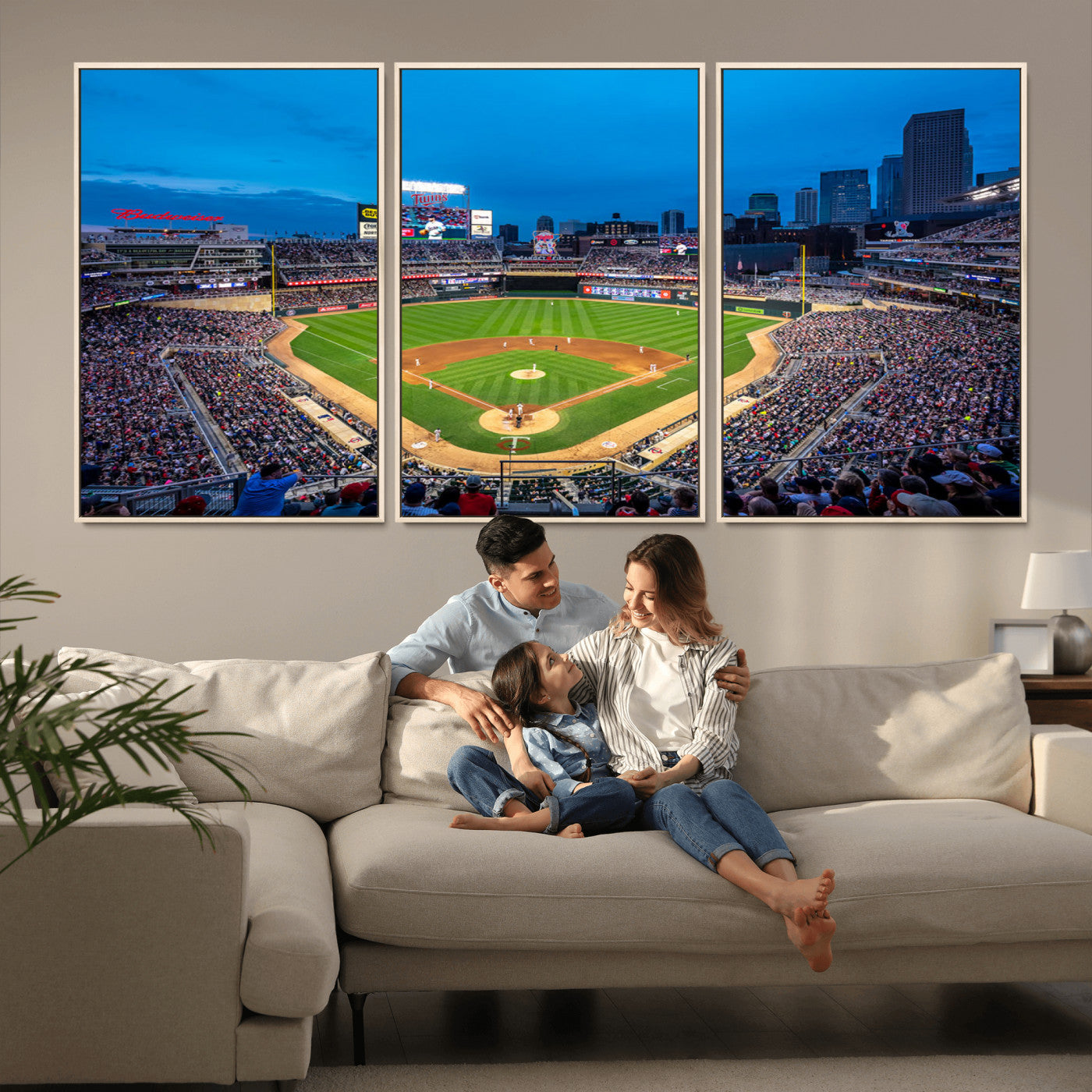 77273035-MGV-CV-36X24-Baseball Stadium Wall Art – Panoramic Evening Game Canvas Print, Sports Fan Decor for Man Cave, Office, Bar, or Living Room