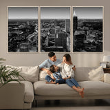 46578567-MGV-CV-36X24-Atlanta Skyline Wall Art – Black and White Cityscape Canvas Print, Modern Urban Night Decor for Office, Living Room, or Apartment