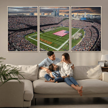 98106777-MGV-CV-36X24-Soldier Field Wall Art – Chicago Bears Stadium Canvas Print with American Flag, Game Day Football Decor for Man Cave, Bar, or