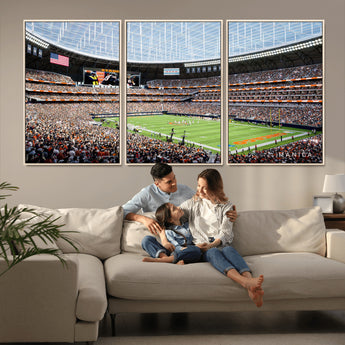 32530647-MGV-CV-36X24-Chicago Bears Stadium Wall Art – Futuristic Dome Arena Canvas Print, Modern Football Concept Design Decor for Man Cave, Bar, or