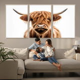 637908607-MGV-FC-93X47-3P_Black-Highland Cow Wall Art Print – Rustic Farmhouse Animal Portrait, Scottish Highland Cattle Canvas, Modern Country Wall Decor for