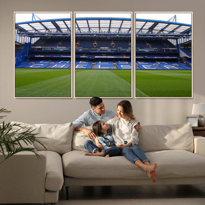 38616413CHELSA-MGV-CV-36X24-Chelsea Stadium Wall Art – Panoramic Football Field Canvas Print, Game Day Sports Decor for Living Room, Office, or Man Cave