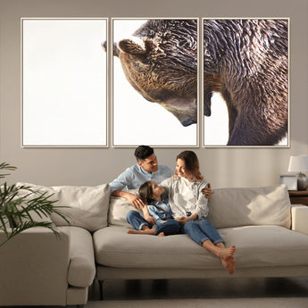 14405507-MGV-CV-36X24-Bear Wall Art – Wildlife Canvas Print with Rustic Animal Portrait and Minimalist Background, Nature Inspired Photography for