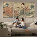 54879547-MGV-FC-60X30-3P_Natural-Tsukioka Yoshitoshi Samurai Wall Art Print, Japanese Katana Warrior Canvas Wall Art, Octopus Sea Monster Canvas Print,