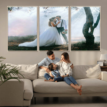 CSTM913-MGV-CV-36X24-Framed Wedding Canvas Print - Custom Wall Art Keepsake for Couples, Elegant Home Decoration Gift, Create Your Own Photo Canvas