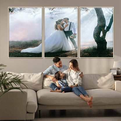 CSTM913-MGV-CV-36X24-Framed Wedding Canvas Print - Custom Wall Art Keepsake for Couples, Elegant Home Decoration Gift, Create Your Own Photo Canvas