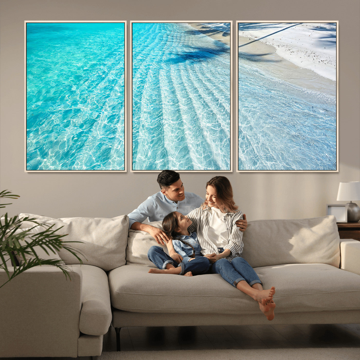 68127042-MGV-CV-36X24-Beach Wall Art – Tropical Ocean Canvas Print, Clear Water and White Sand Photography Decor for Bedroom, Living Room, Office,