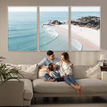 79395467-MGV-CV-36X24-Coastal Wall Art – Aerial Beach Canvas Print, Ocean Waves and Sandy Shore Photography Decor for Bedroom, Living Room, Office,