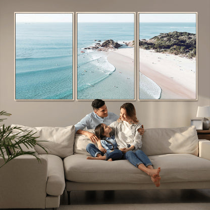 79395467-MGV-CV-36X24-Coastal Wall Art – Aerial Beach Canvas Print, Ocean Waves and Sandy Shore Photography Decor for Bedroom, Living Room, Office,