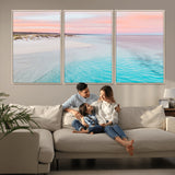 41613614-MGV-CV-36X24-Beach Sunset Wall Art – Pastel Ocean Canvas Print, Turquoise Water and Pink Sky Photography Decor for Bedroom, Living Room, Office