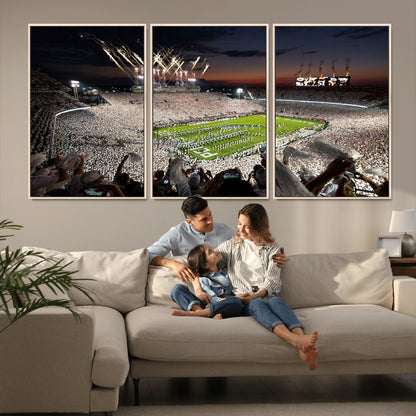 11221988-MGV-CV-36X24-Football Stadium Wall Art – Game Day Crowd with Fireworks, Sports Fan Photography Print, Stadium Decor for Man Cave, Bar, or
