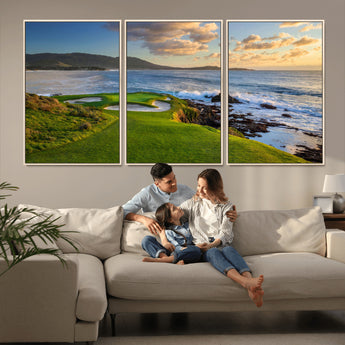 67486665-MGV-CV-36X24-Golf Course Wall Art – Pebble Beach Oceanfront Canvas Print, Coastal Fairway Photography Sports Decor for Living Room, Office, Man