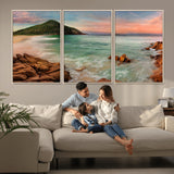 53831025-MGV-CV-36X24-Coastal Landscape Wall Art – Tropical Beach Ocean Canvas Print, Sunset Mountain View Photography Decor for Living Room, Bedroom,