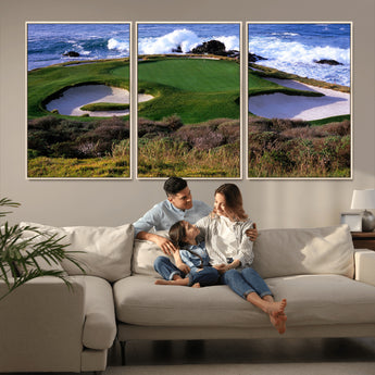 22776914-MGV-CV-36X24-Golf Course Wall Art – Oceanfront Green Canvas Print, Coastal Pebble Beach Photography Sports Decor for Living Room, Office, Man