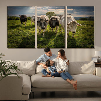 67277447-MGV-CV-36X24-Farmhouse Wall Art – Herd of Cows Canvas Print, Rustic Country Pasture Photography Decor for Bedroom, Living Room, Office, Ranch,