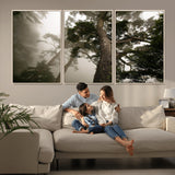 87969493-MGV-CV-36X24-Forest Wall Art – Misty Tall Trees Canvas Print, Dramatic Woodland Photography Decor for Bedroom, Living Room, Office, Cabin,