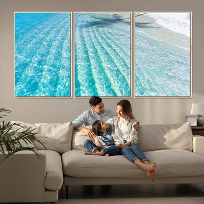46233906-MGV-CV-36X24-Coastal Wall Art – Turquoise Ocean Waves and White Sand Canvas Print, Tropical Beach Photography Decor for Bedroom, Living Room,