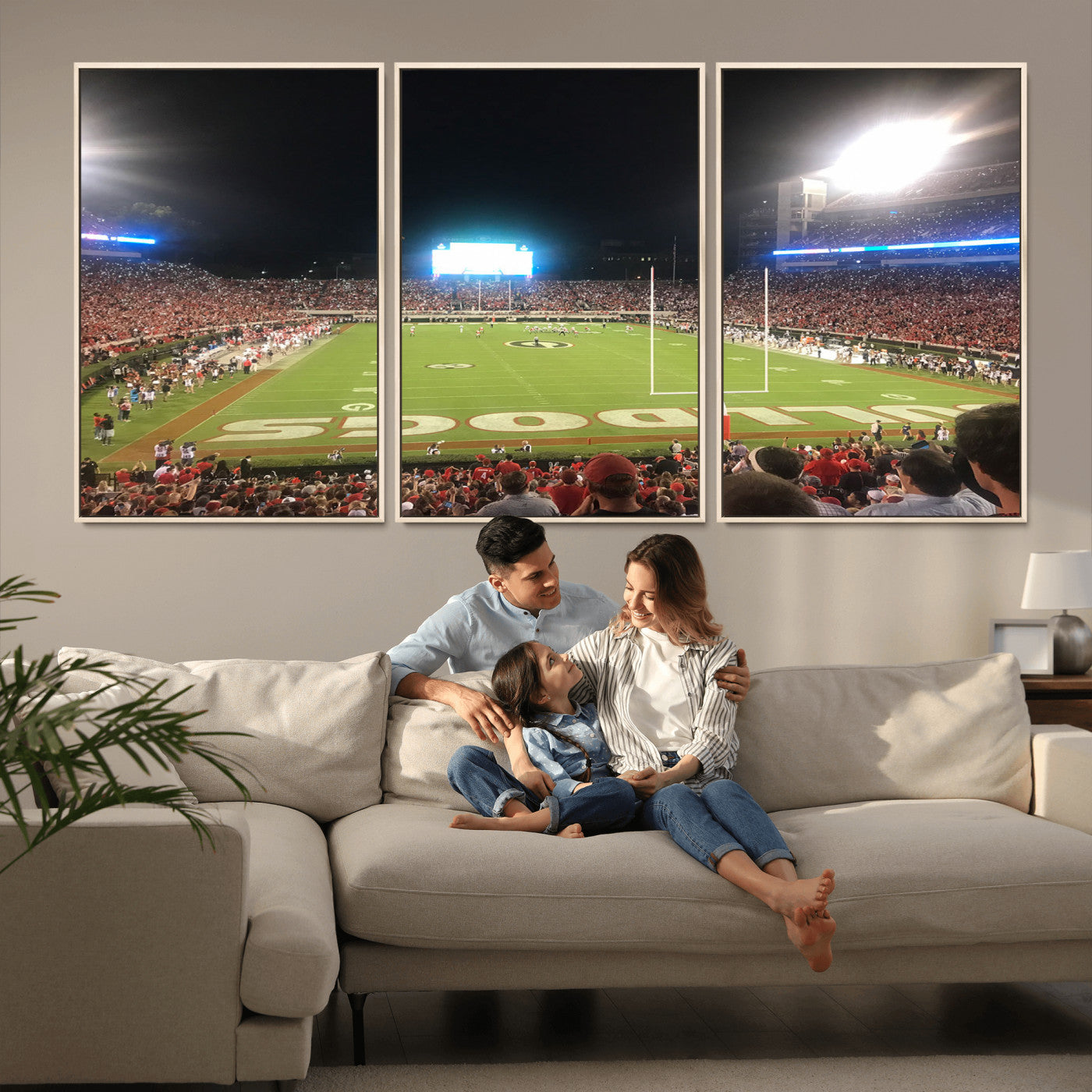 16230786-MGV-CV-36X24-Sanford Stadium Wall Art – Georgia Bulldogs Football Night Game Canvas Print, College Sports Decor for Man Cave, Bar, Office, or