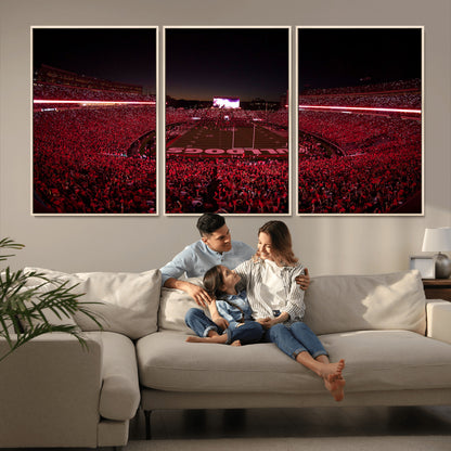 38331045-MGV-CV-36X24-Sanford Stadium Wall Art – Georgia Bulldogs Football Red Night Game Canvas Print, Electric College Sports Decor for Man Cave or