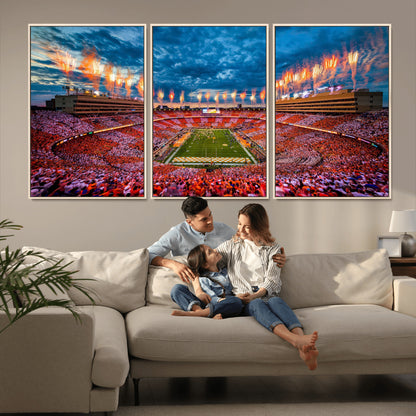 94266219-MGV-CV-36X24-Neyland Stadium Wall Art – Panoramic Tennessee Volunteers Checkerboard Crowd Fireworks Canvas Print, Football Game Day Sports