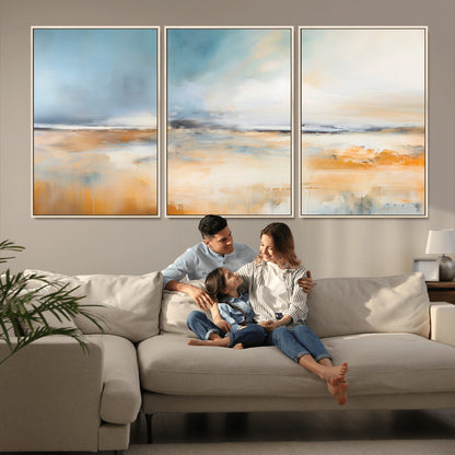 12135-MGV-CV-36X24-Soft Horizon Wall Art Canvas Print, Framed Golden Field Art Picture Print, Dreamy Horizon Perfect Minimalist Earthy Decor Artwork