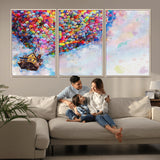 18792-MGV-FC-60X30-3P_Natural-Up Movie House Wall Art Canvas Print, Framed Carls Journey Art Picture Print, Up Inspired Perfect Animated Whimsical Decor Artwork