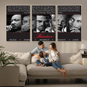 45112-MGV-CV-36X24-Black Icons Wall Art Canvas Print, Framed Thinker Art Picture Print, Motivational Quote Perfect Cultural Modern Decor Artwork