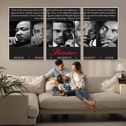 45112-MGV-CV-36X24-Black Icons Wall Art Canvas Print, Framed Thinker Art Picture Print, Motivational Quote Perfect Cultural Modern Decor Artwork