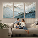 53646-MGV-CV-36X24-Ocean Wave Wall Art Canvas Print, Framed Textured Seascape Art Picture Print, Modern Ocean Perfect Minimal Coastal 2/2 Decor