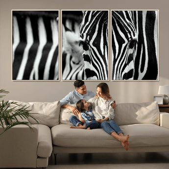 43631-MGV-CV-36X24-Zebra Wall Art – Black & White Safari Wildlife Canvas Print, Modern Animal Photography Decor for Living Room, Office, or Bedroom