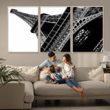 89033-MGV-CV-36X24-Eiffel Tower Wall Art – Dramatic Black and White Architectural Canvas Print, Modern Paris Decor for Office, Living Room or