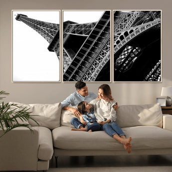 89033-MGV-CV-36X24-Eiffel Tower Wall Art – Dramatic Black and White Architectural Canvas Print, Modern Paris Decor for Office, Living Room or