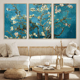 91714-MGV-FC-60X30-3P_Natural-Almond Blossoms Wall Art – Handcrafted Van Gogh Inspired Floral Canvas Print, Beautiful Nature Decor for Living Room, Bedroom, or