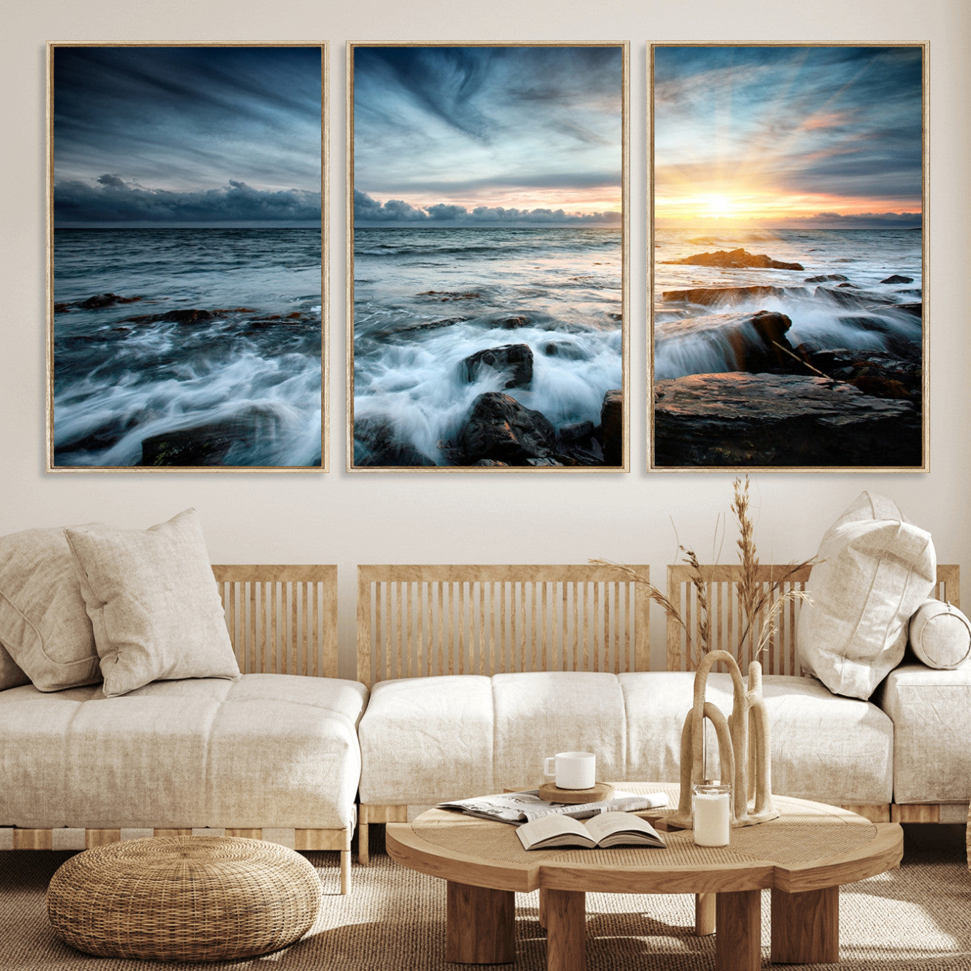 33428-MGV-CV-36X24-Ocean Sunrise Wall Art – Serene Seascape Canvas Print, Coastal Home or Office Decor, Perfect for Living Room, Bedroom, or Study