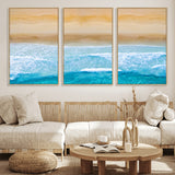 43046-MGV-FC-60X30-3P_Natural-Aerial Beach Wall Art – Serene Ocean Waves & Sandy Shore Canvas Print, Coastal Home Decor for Living Room, Bedroom or Office