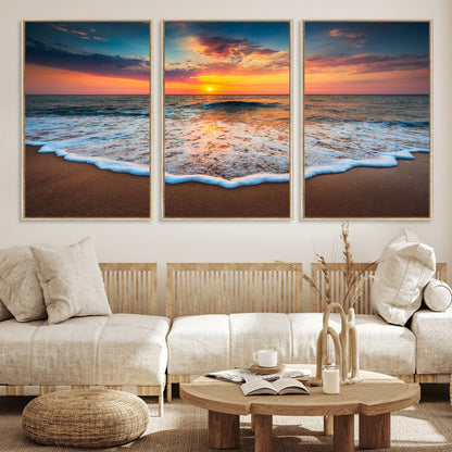 87032-MGV-CV-36X24-Ocean Sunset Wall Art – Stunning Beach Canvas Print with Vibrant Sky, Calm Waves, and Golden Horizon, Perfect Coastal Decor for