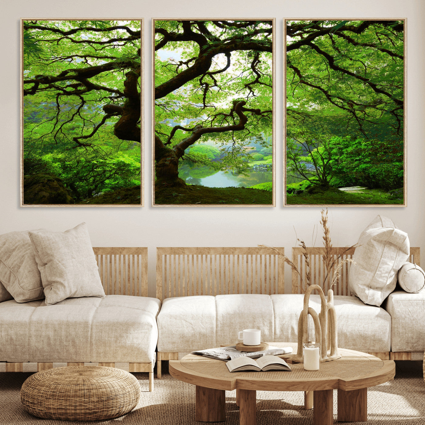 18094-MGV-CV-36X24-Emerald Canopy Wall Art – Panoramic Lush Green Tree Canvas Print, Serene Nature Decor for Office, Living Room or Meditation Space
