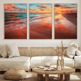 77723-MGV-CV-36X24-Sunset Beach Wall Art – Vibrant Ocean Canvas Print, Coastal Landscape Decor for Living Room, Bedroom or Office, Relaxing Tropical