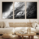 22702-MGV-CV-36X24-Black and White Ocean Wave Wall Art – Powerful Surf Curl Photography Canvas Print, Modern Coastal Decor for Living Room, Office or