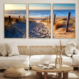31889-MGV-CV-36X24-Sandy Beach Pathway Wall Art – Coastal Dune Fence and Ocean View Canvas Print, Relaxing Seaside Landscape Decor for Living Room or