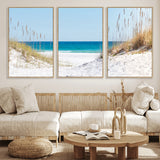 58498-MGV-CV-36X24-White Sandy Beach Wall Art – Panoramic Coastal Canvas Print, Ocean View Decor for Living Room, Bedroom, Office, Relaxing Seaside