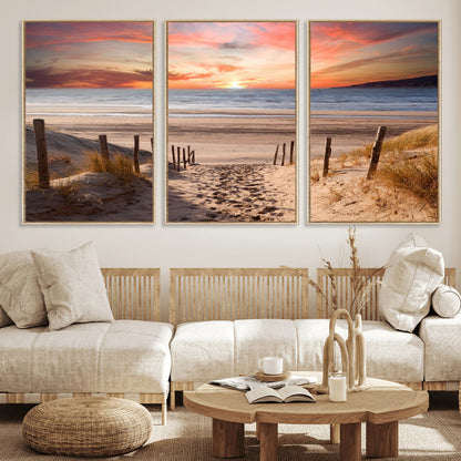 78111-MGV-CV-36X24-Sunset Pathway Wall Art – Panoramic Coastal Canvas Print, Tranquil Beach Decor for Living Room, Office or Bedroom