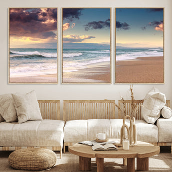42253-MGV-CV-36X24-Serene Beach Waves Wall Art – Tranquil Ocean Horizon Canvas Print, Coastal Seascape Decor for Living Room or Office Wall