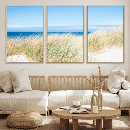 96913-MGV-CV-36X24-Coastal Dunes Wall Art – Serene Beach Grass and Blue Ocean Canvas Print, Relaxing Seaside Nature Decor for Living Room, Bedroom or