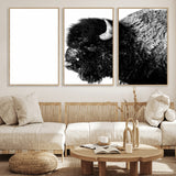68780-MGV-CV-36X24-Bison Close-Up Wall Art – Black and White Buffalo Canvas Print, Rustic Wildlife Photography Decor for Living Room, Office, or