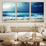 84116-MGV-CV-36X24-Ocean Wave Wall Art – Blue Sea and Beach Canvas Print, Coastal Seascape Photography Artwork for Living Room, Bedroom, or Office