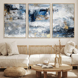 59716-MGV-CV-36X24-Abstract Blue and Gold Wall Art – Modern Textured Canvas Print, Contemporary Painting for Living Room, Bedroom, or Office Decor